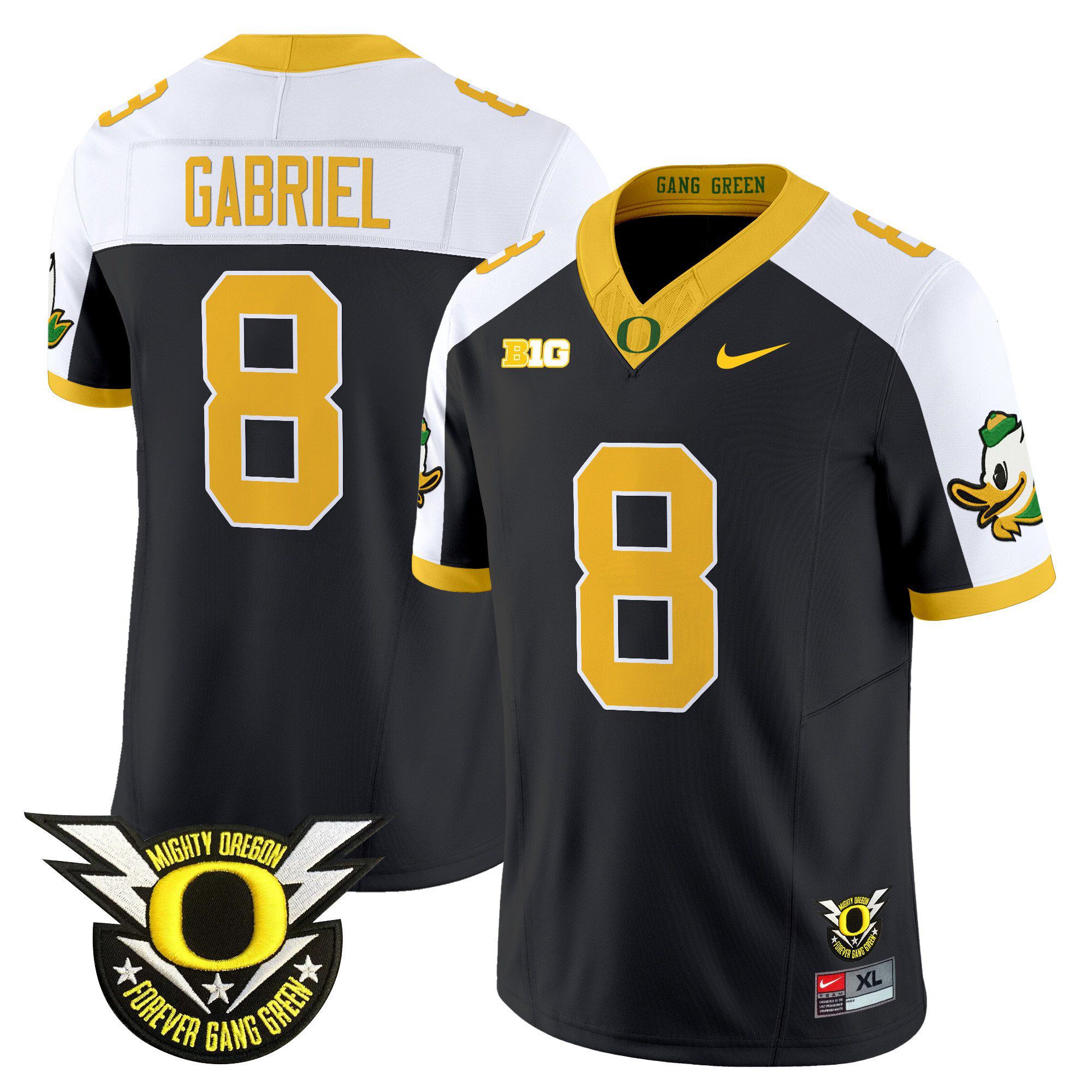 Men Oregon Ducks #8 Gabriel Black 2024 Nike Forever Gang Green & BIG Patch Vapor Limited NCAA Jersey style 1->indianapolis colts->NFL Jersey